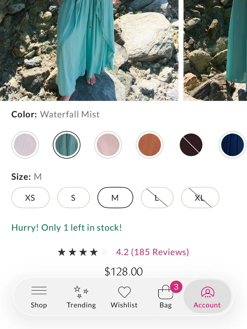 Free People Waterfall Mist Teal V-Neck Maxi Dress- Worn Once